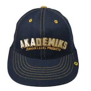 Akademiks Jeanius Level Products Fitted Baseball Cap Blue Medium Embroidered